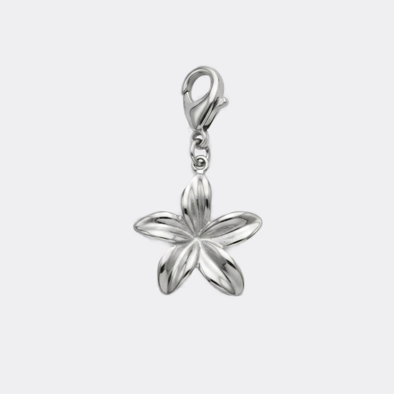 Charm Grande Fleur argenté en acier inoxydable