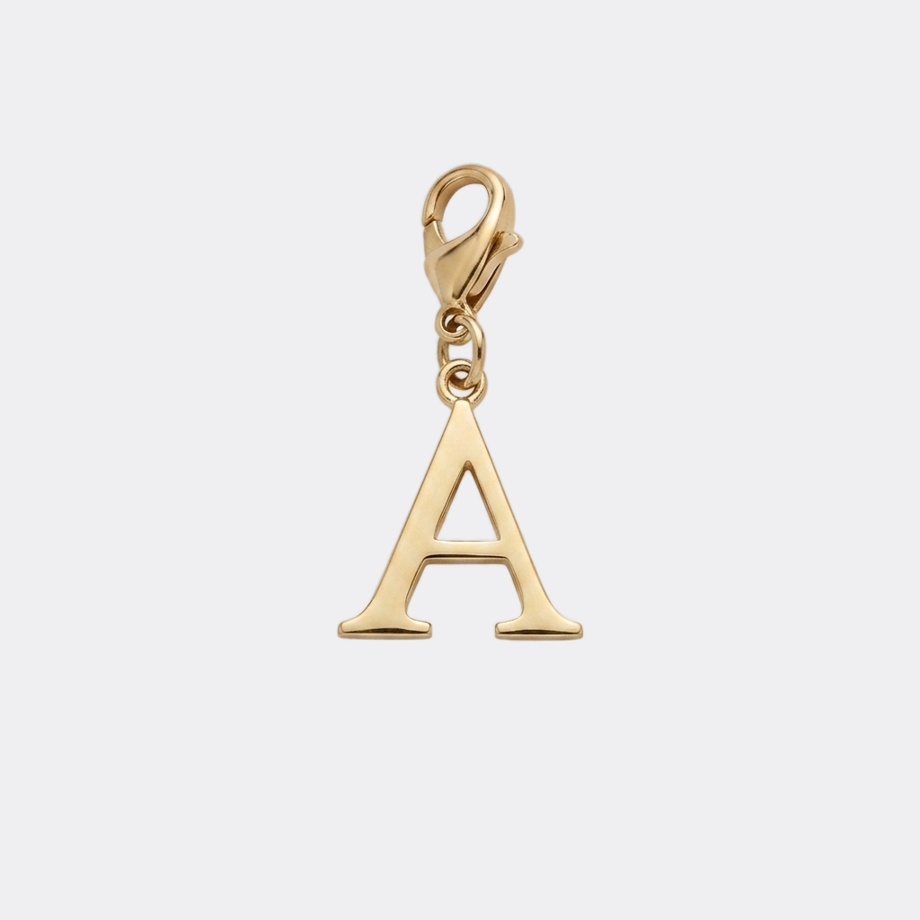 Charm Lettre A doré en acier inoxydable