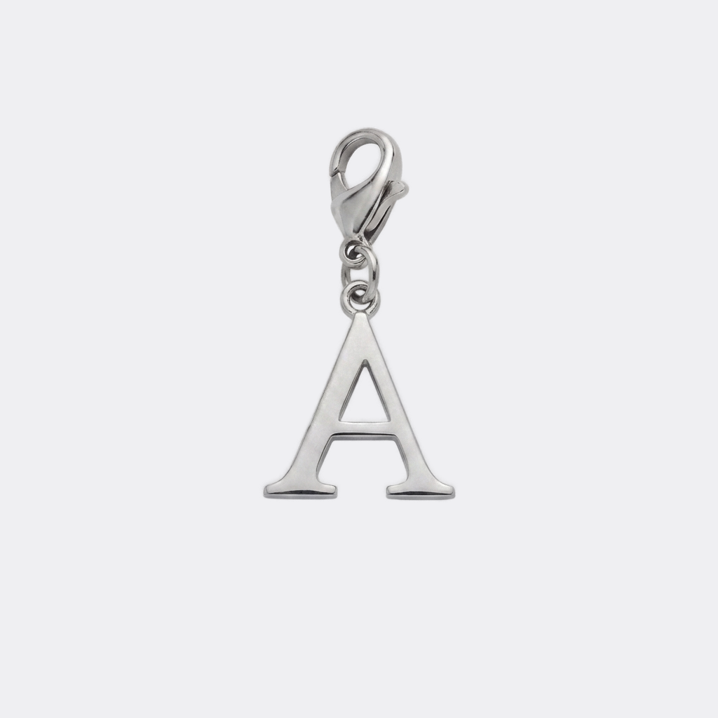 Charm Lettre A argenté en acier inoxydable