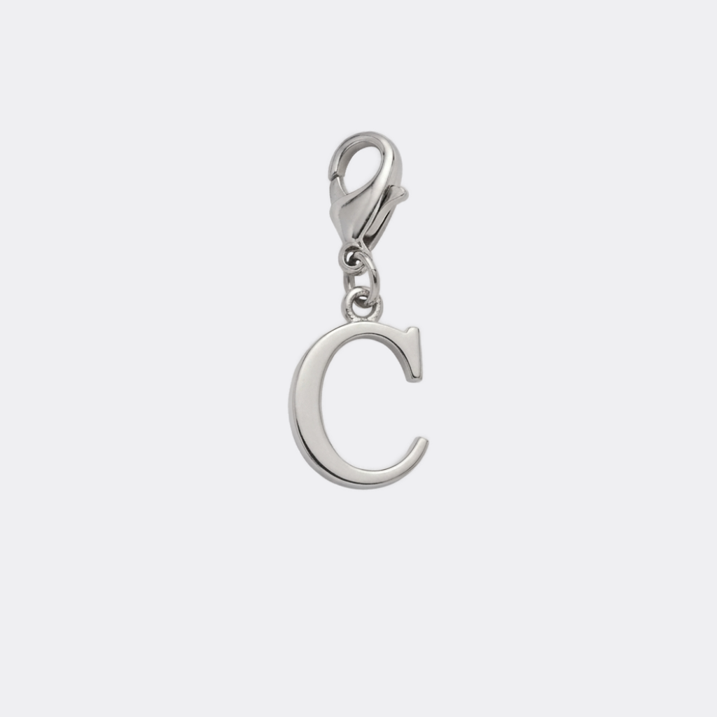 Charm Lettre C argenté en acier inoxydable