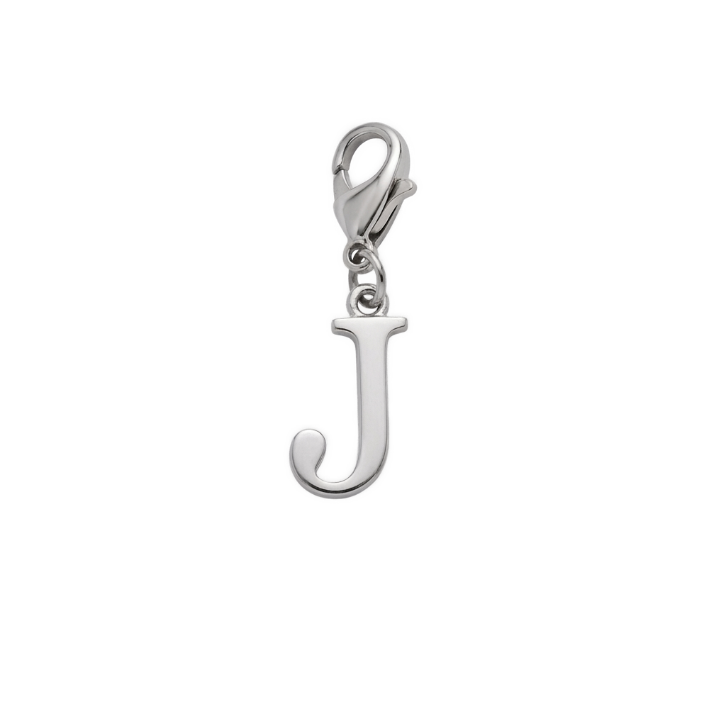 Charm Lettre J argenté en acier inoxydable