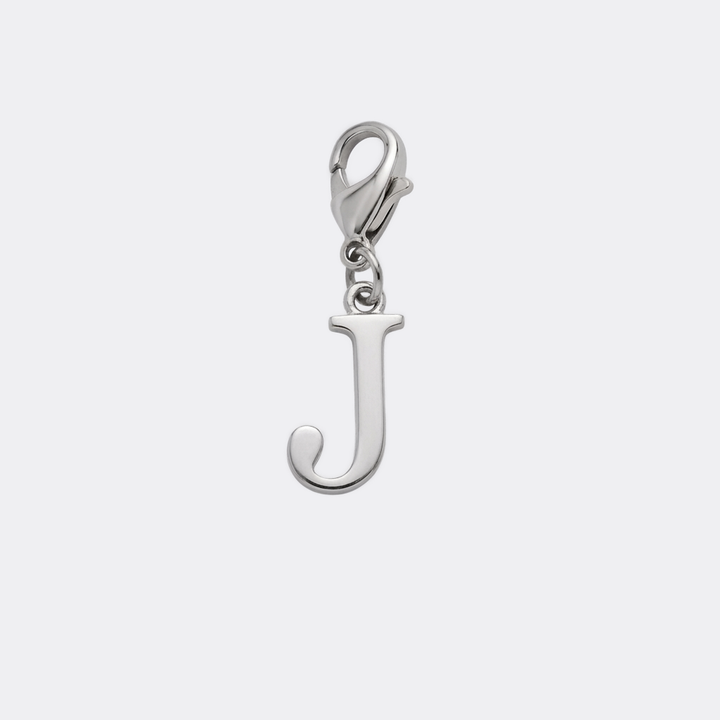 Charm Lettre J argenté en acier inoxydable