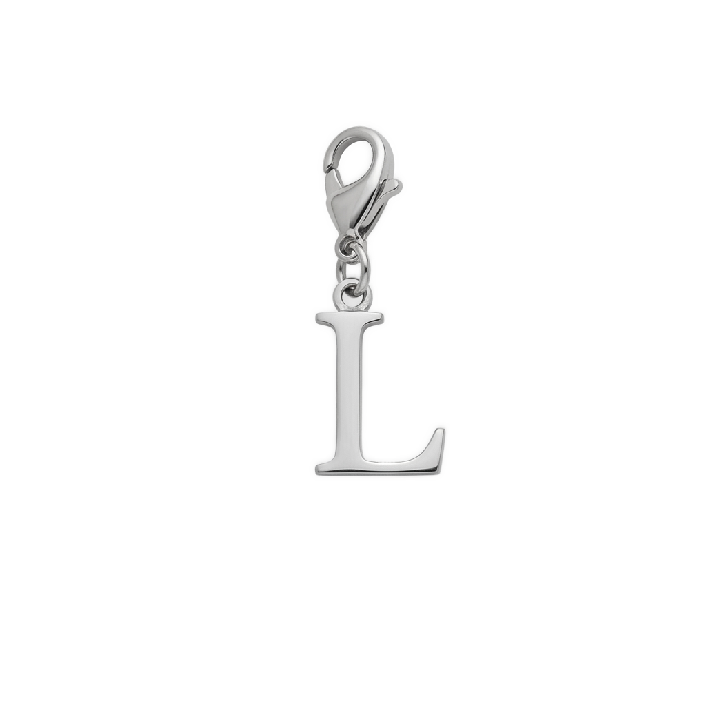 Charm Lettre L argenté en acier inoxydable