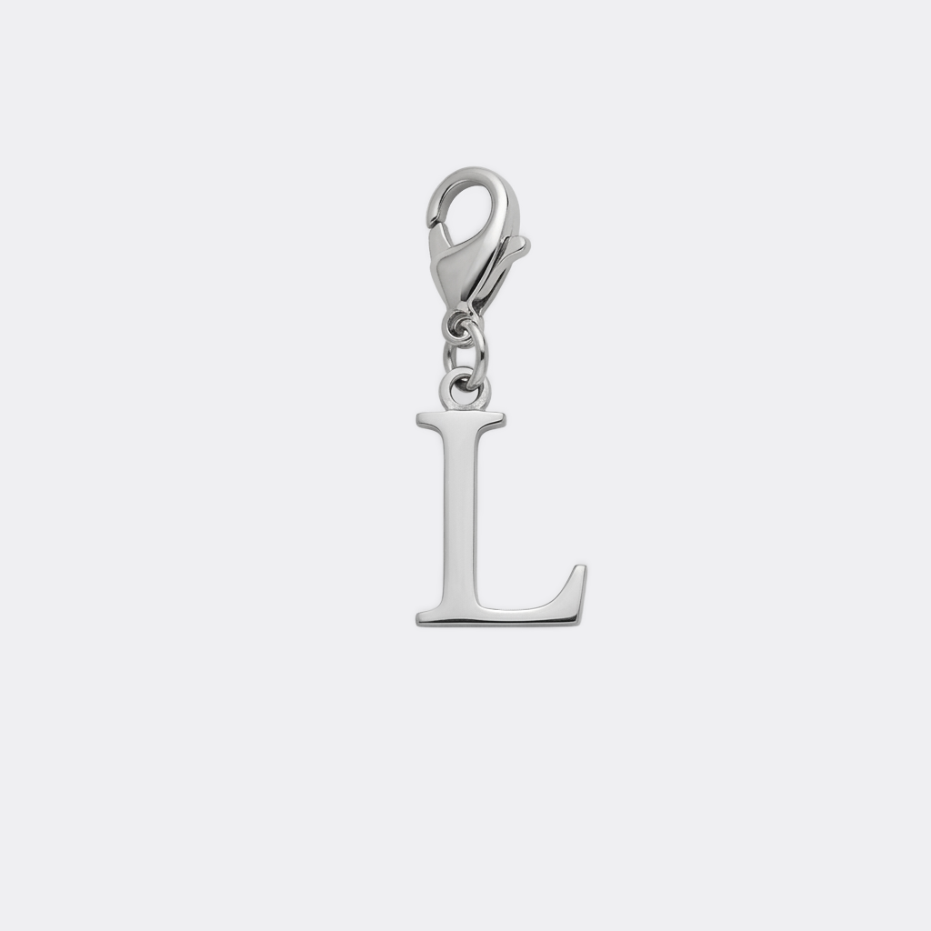 Charm Lettre L argenté en acier inoxydable