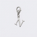 Charm Lettre N argenté en acier inoxydable