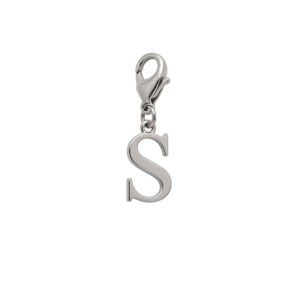 Charm Lettre S argenté en acier inoxydable