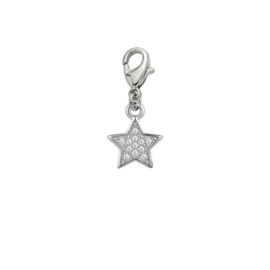 Charm Étoile Brillante argenté en acier inoxydable