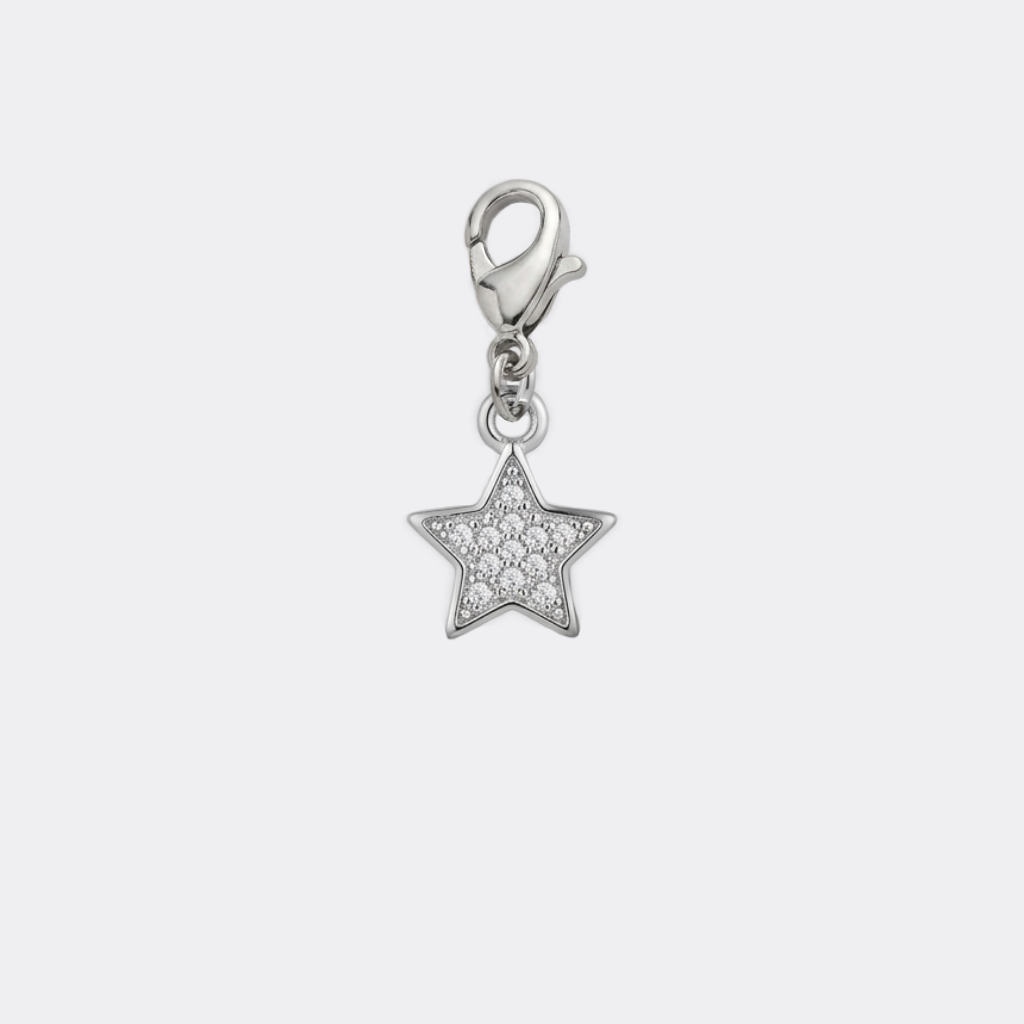 Charm Étoile Brillante argenté en acier inoxydable