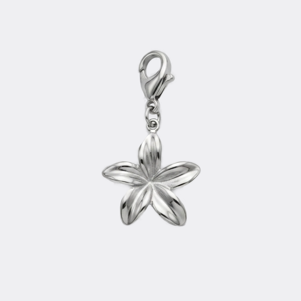 Charm Grande Fleur argenté en acier inoxydable