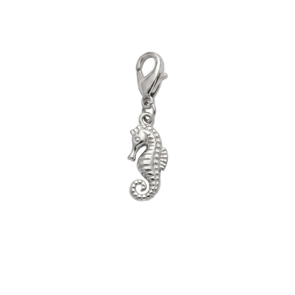 Charm Hippocampe argenté en acier inoxydable