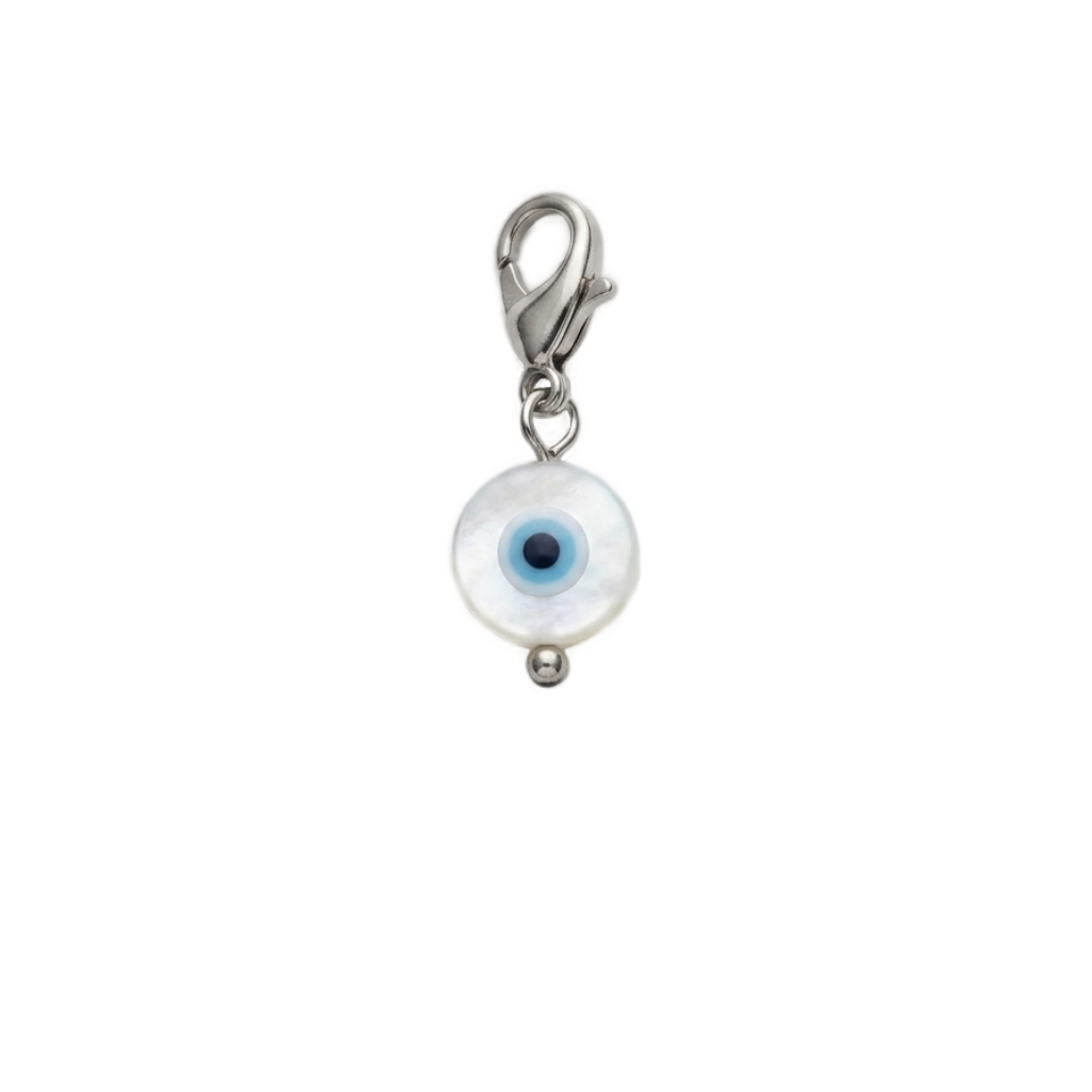Charm Œil Nacré argenté en acier inoxydable