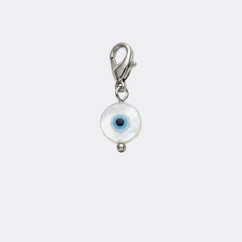 Charm Œil Nacré argenté en acier inoxydable