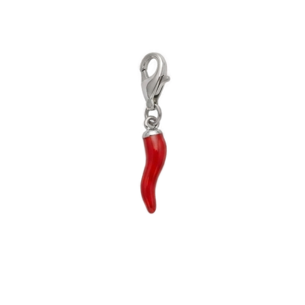 Charm Piment Rouge argenté en acier inoxydable