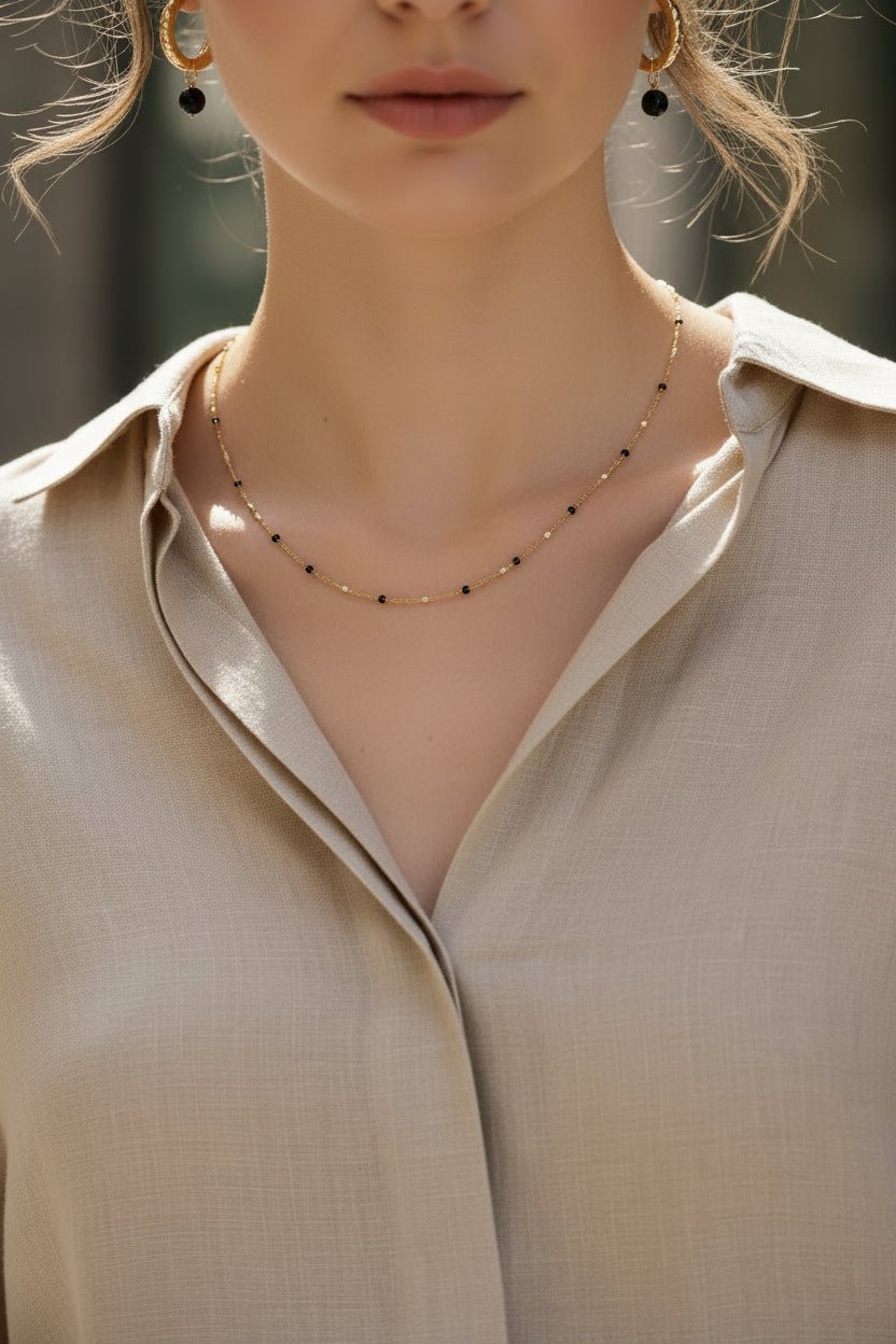 Black & White | Collier noir et blanc en acier inoxydable