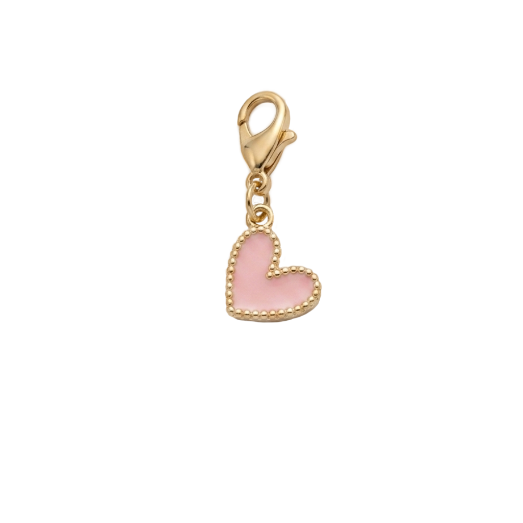 Charm Mini Cœur rose et doré en acier inoxydable