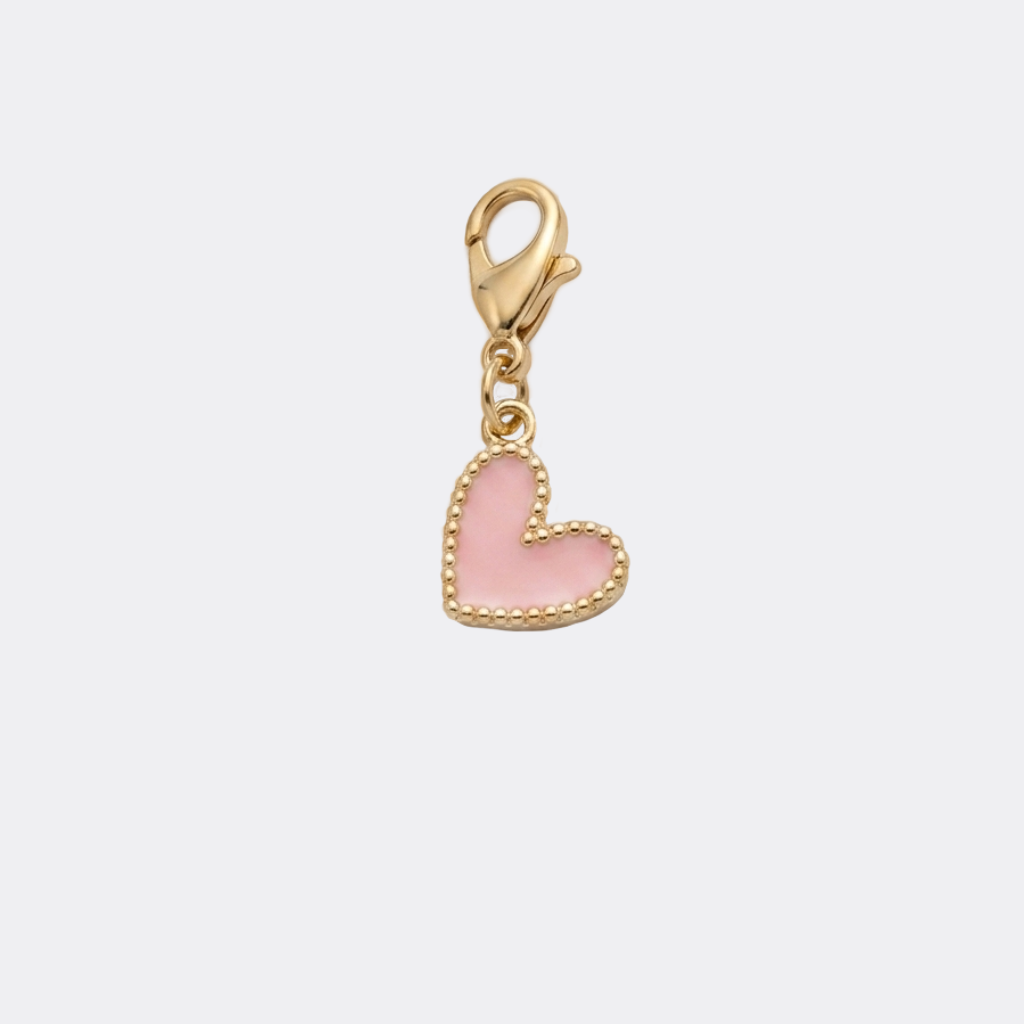 Charm Mini Cœur rose et doré en acier inoxydable