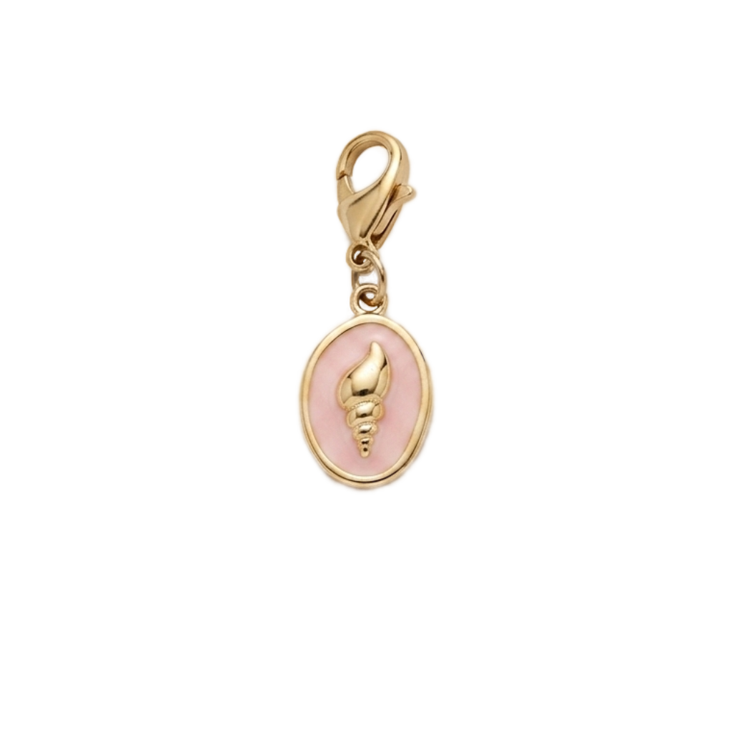 Charm Mini Coquillage rose et doré en acier inoxydable