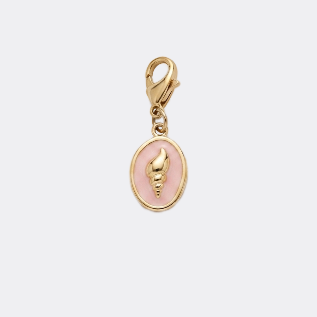 Charm Mini Coquillage rose et doré en acier inoxydable
