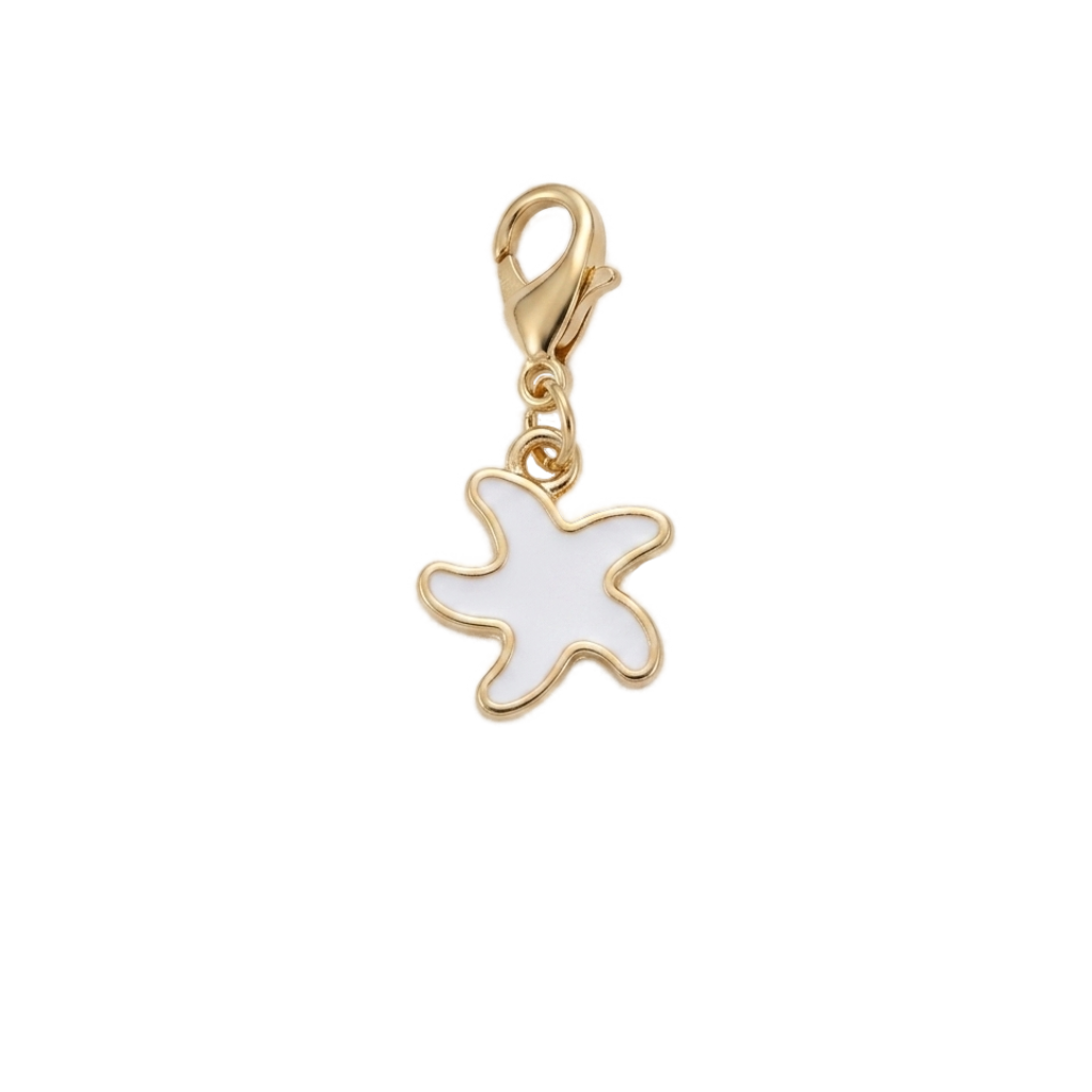 Charm Étoile de Mer blanc et doré en acier inoxydable