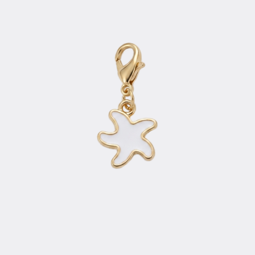 Charm Étoile de Mer blanc et doré en acier inoxydable