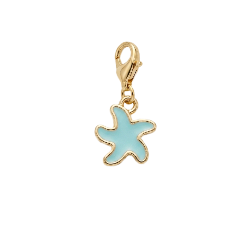 Charm Étoile de Mer bleu et doré en acier inoxydable