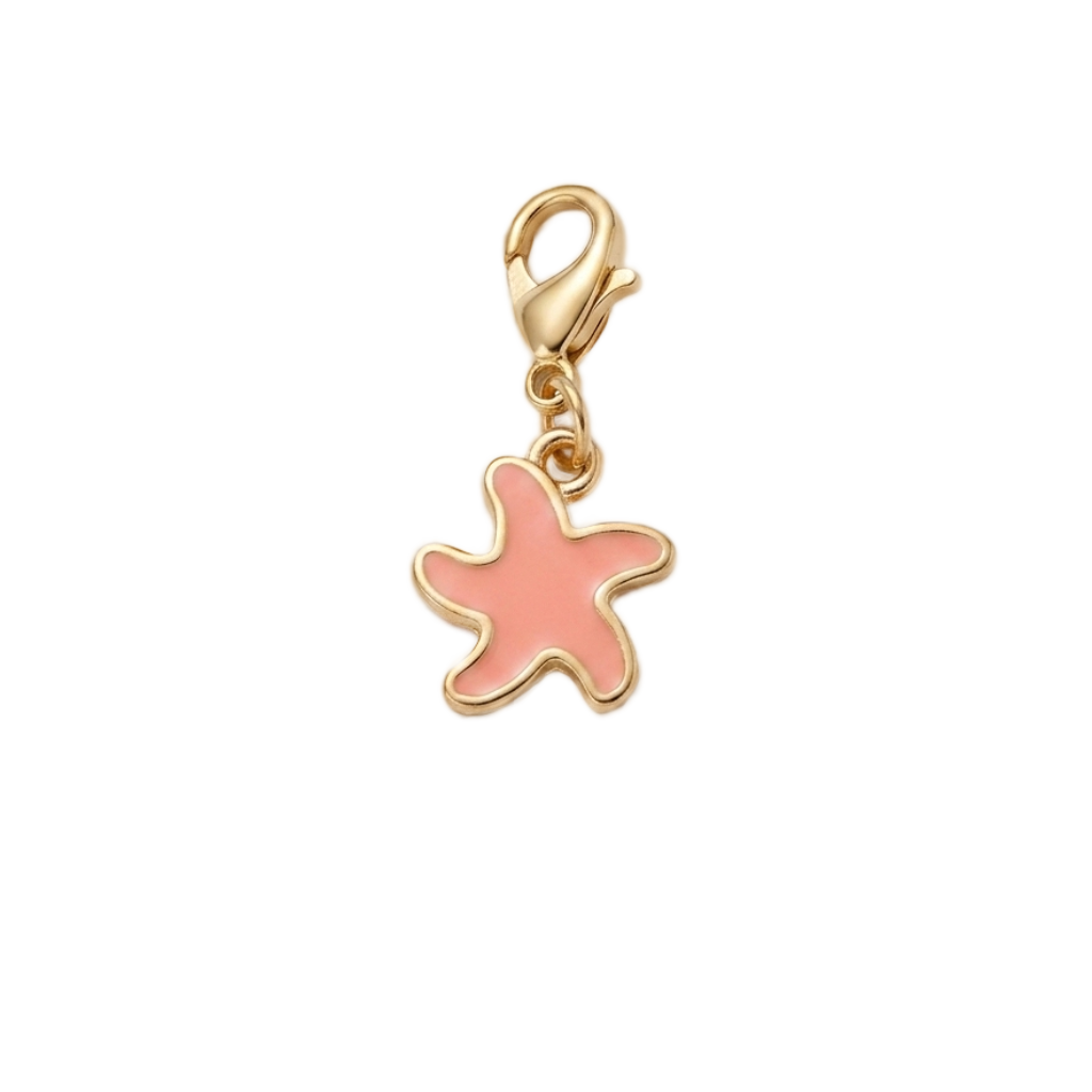 Charm Petite Étoile de Mer rose et doré en acier inoxydable