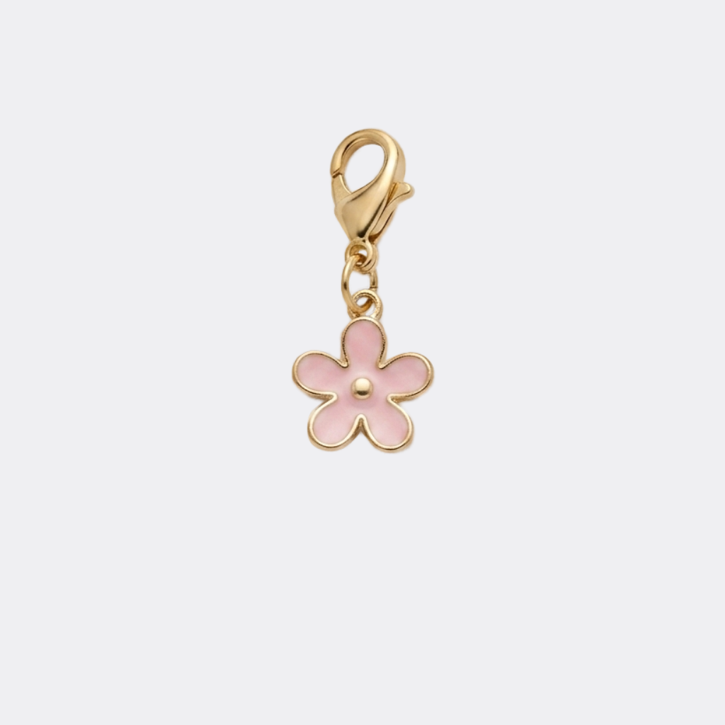 Charm Mini Fleur Rose doré en acier inoxydable