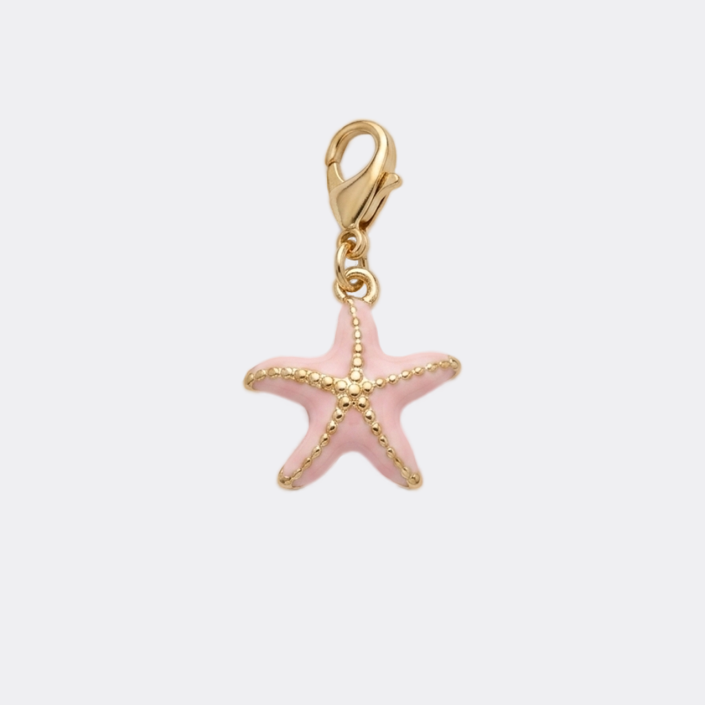 Charm Grande Étoile de Mer rose et doré en acier inoxydable