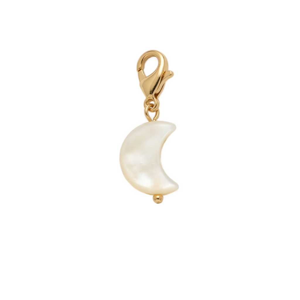 Charm Mini Lune Nacrée doré en acier inoxydable