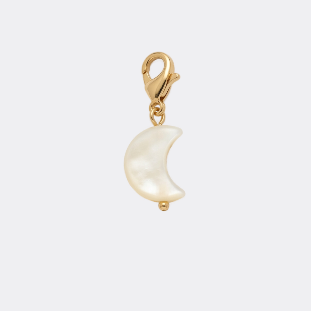 Charm Mini Lune Nacrée doré en acier inoxydable