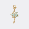 Charm Palmier bleu et doré en acier inoxydable