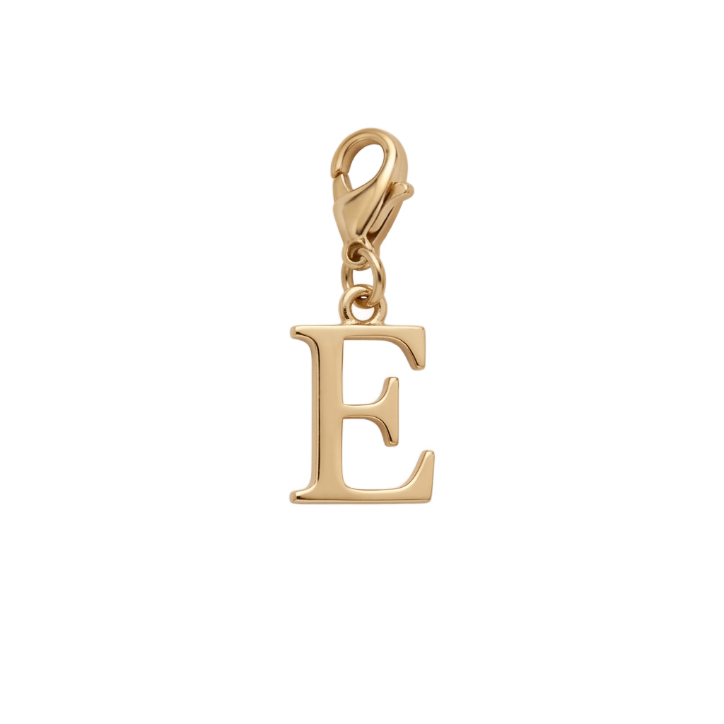 Charm Lettre E doré en acier inoxydable
