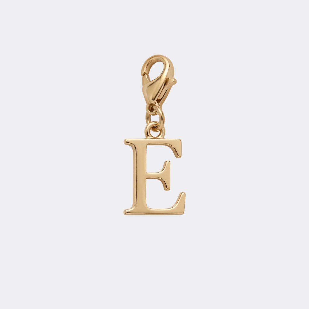 Charm Lettre E doré en acier inoxydable