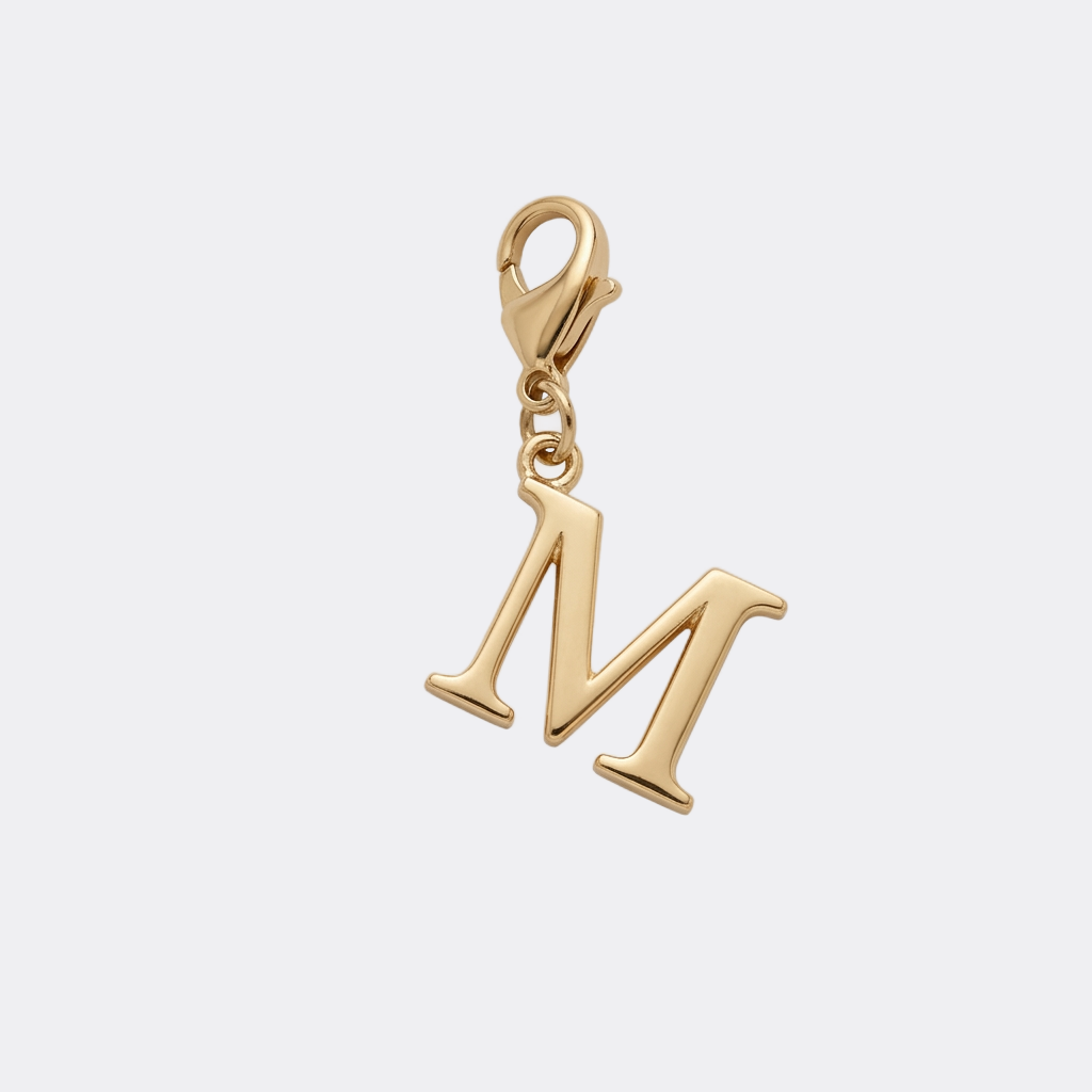 Charm Lettre M doré en acier inoxydable