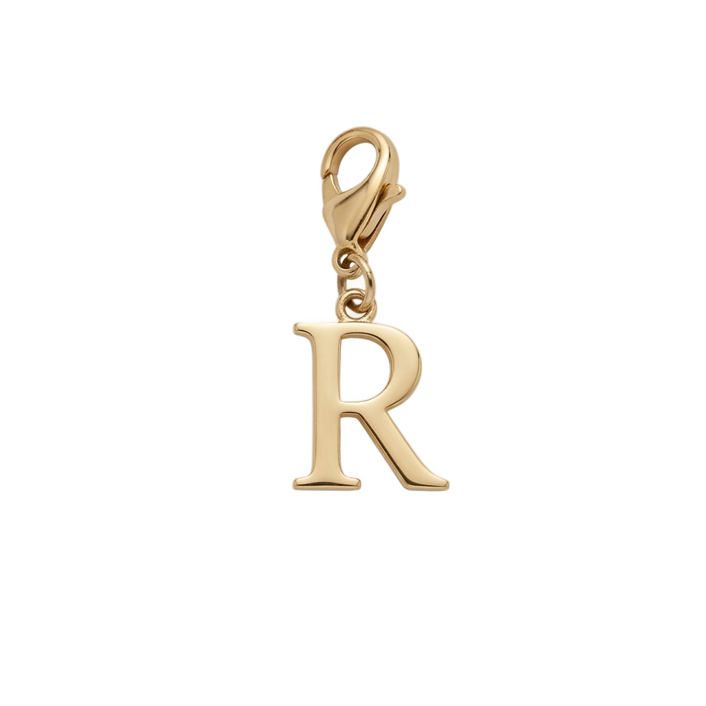 Charm Lettre R doré en acier inoxydable