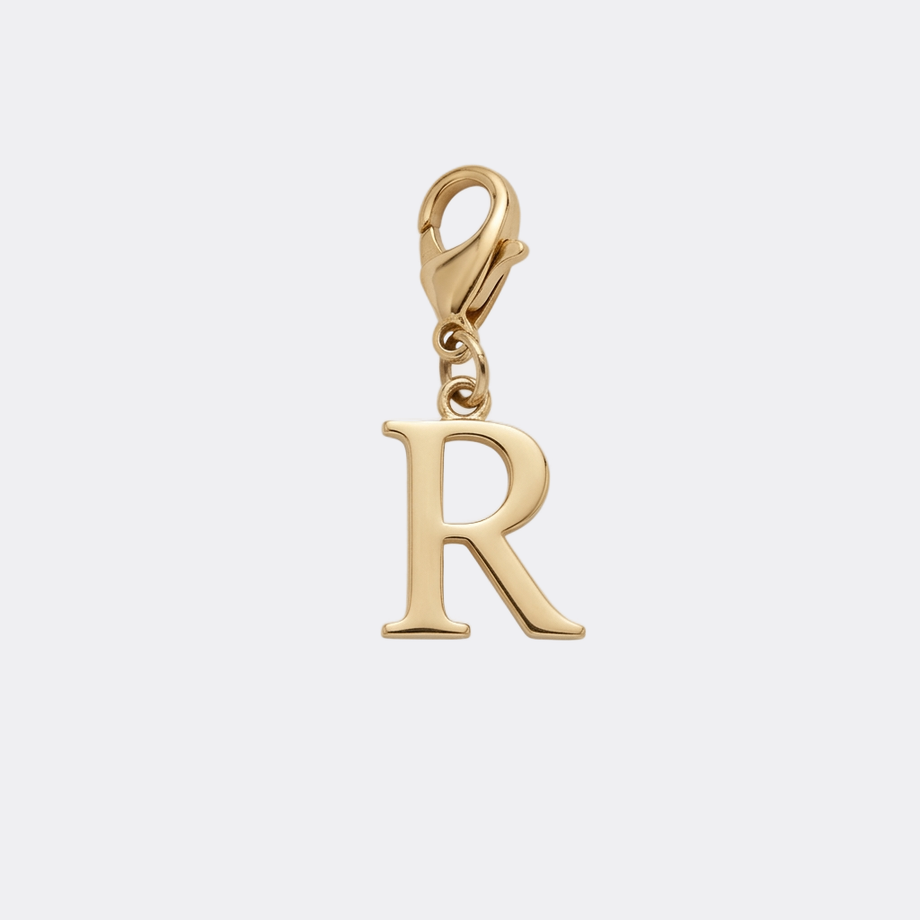 Charm Lettre R doré en acier inoxydable