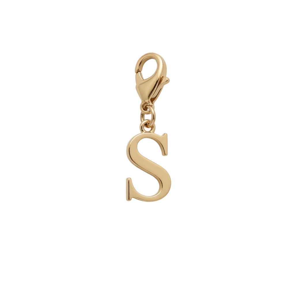 Charm Lettre S doré en acier inoxydable
