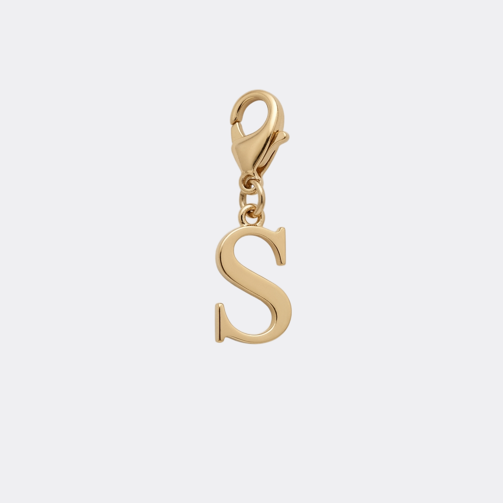 Charm Lettre S doré en acier inoxydable
