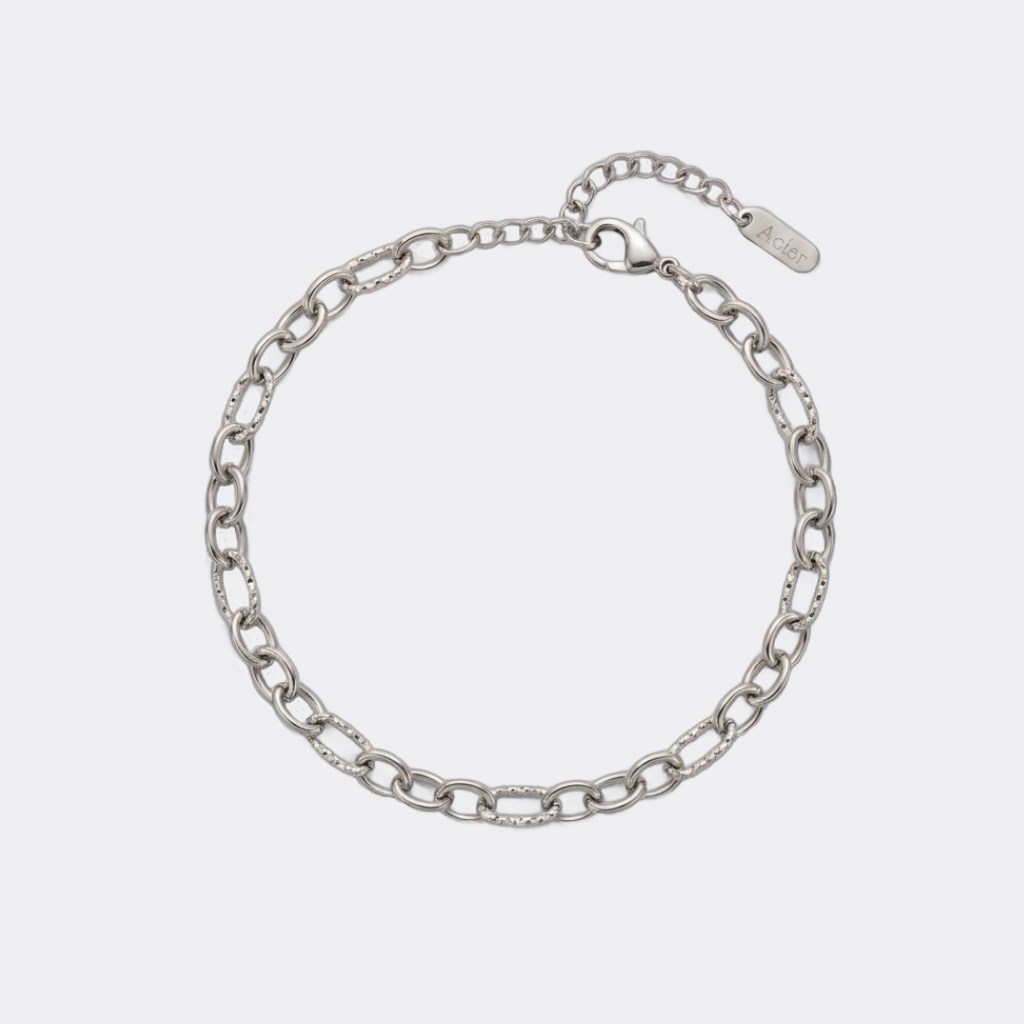 Bracelet à composer jusqu'à 5 charms - maille alternée argentée