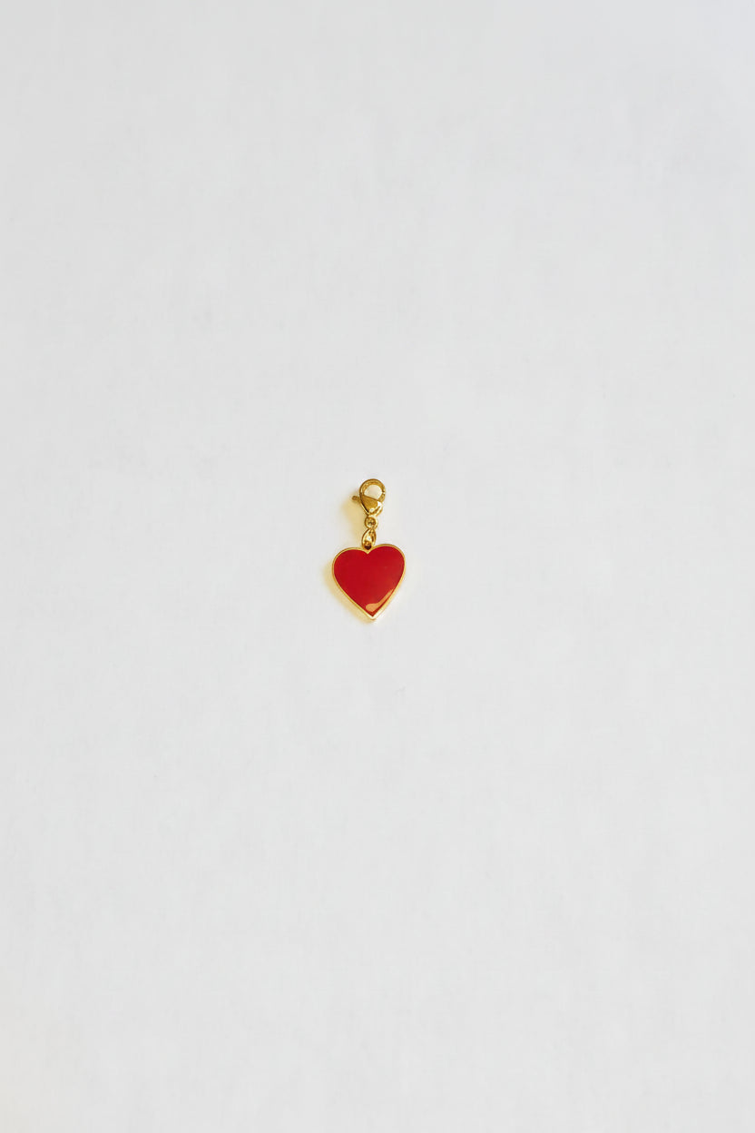 Charm cœur rouge doré
