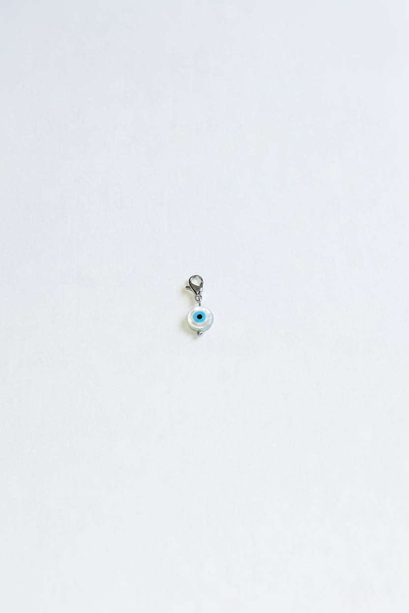 Charm Œil Nacré argenté en acier inoxydable