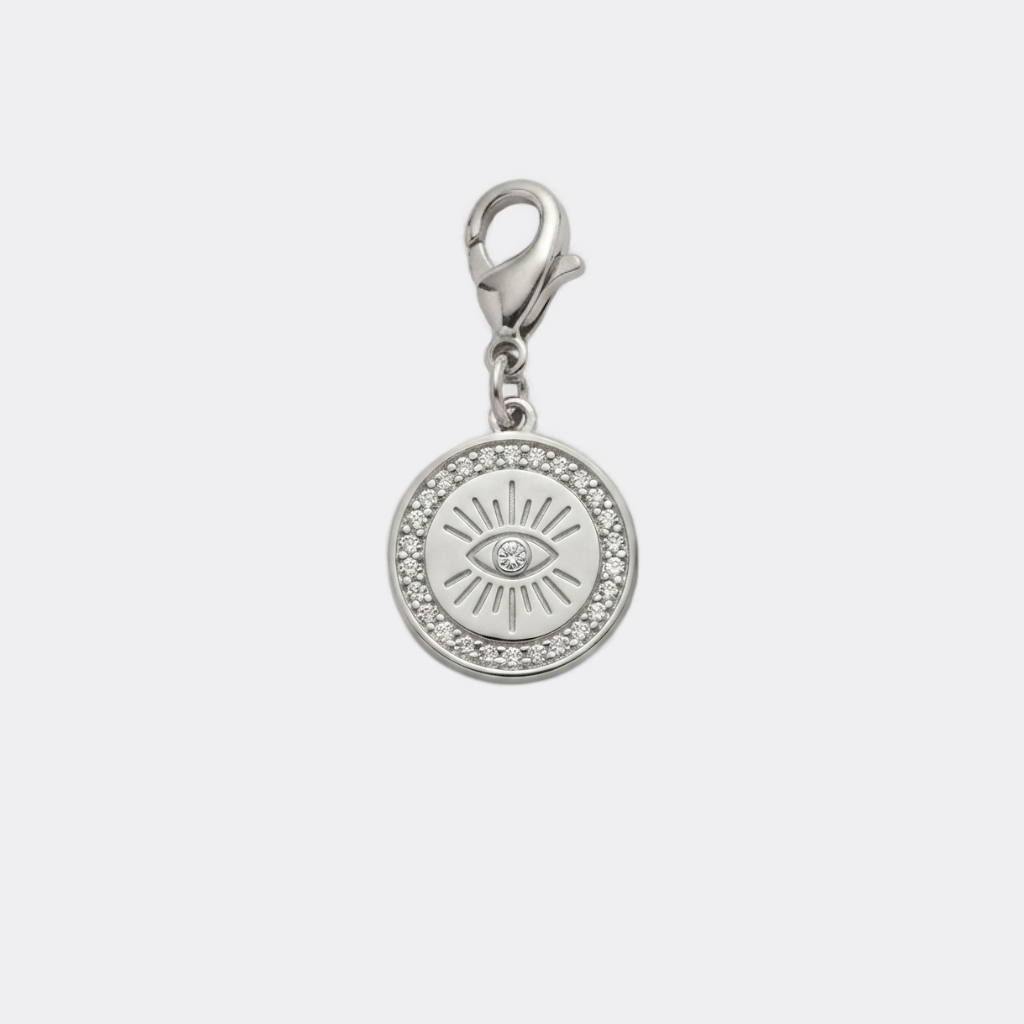 Charm médaillon œil argenté