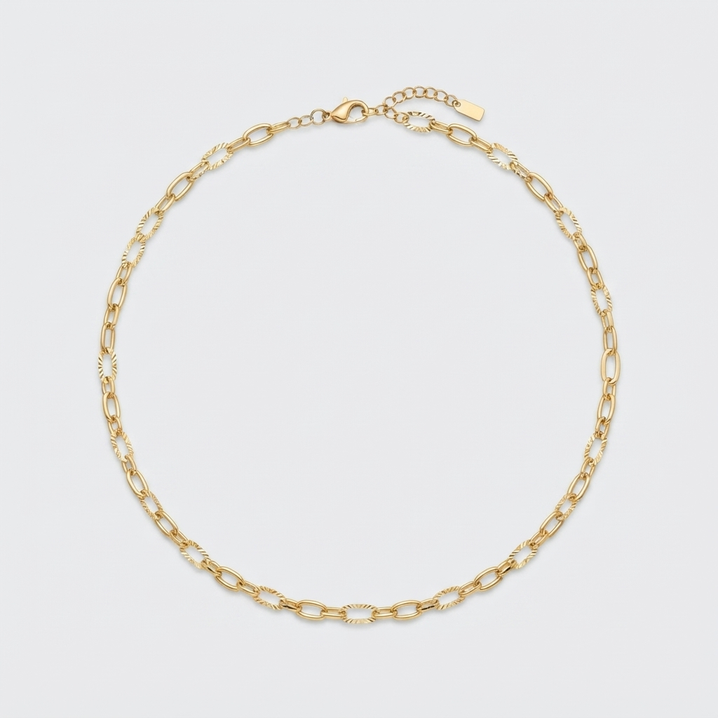 Collier à composer jusqu'à 5 charms - maille alternée dorée