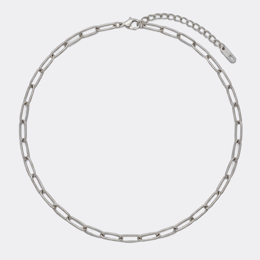 Collier à composer jusqu'à 5 charms - maille trombone argentée