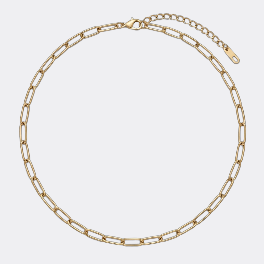 Collier à composer jusqu'à 5 charms - maille trombone dorée