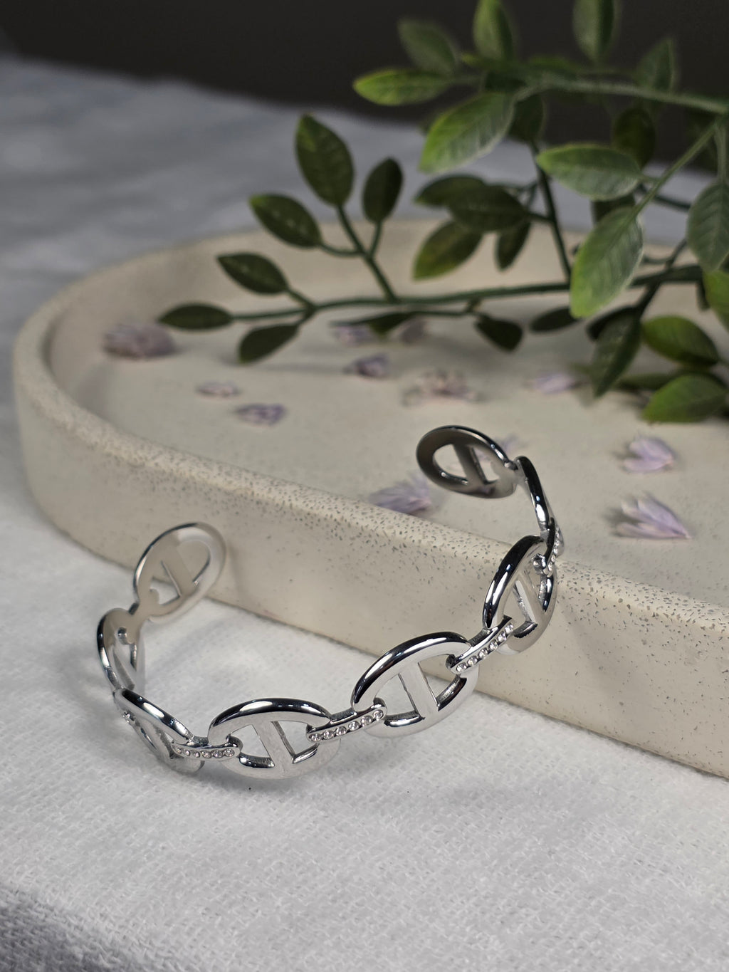 Jonc Marine argenté maille marine porté