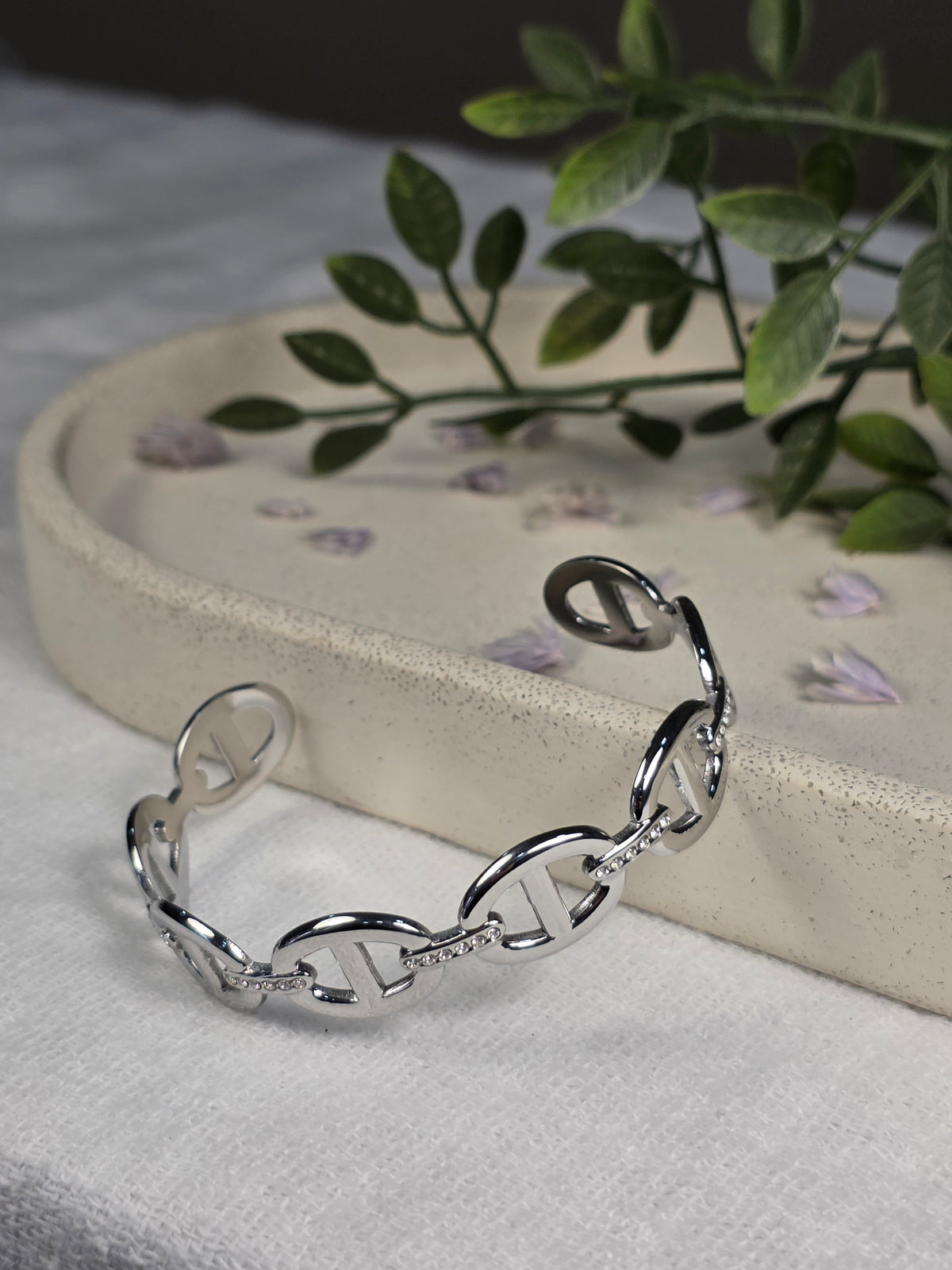 Jonc Marine argenté maille marine porté